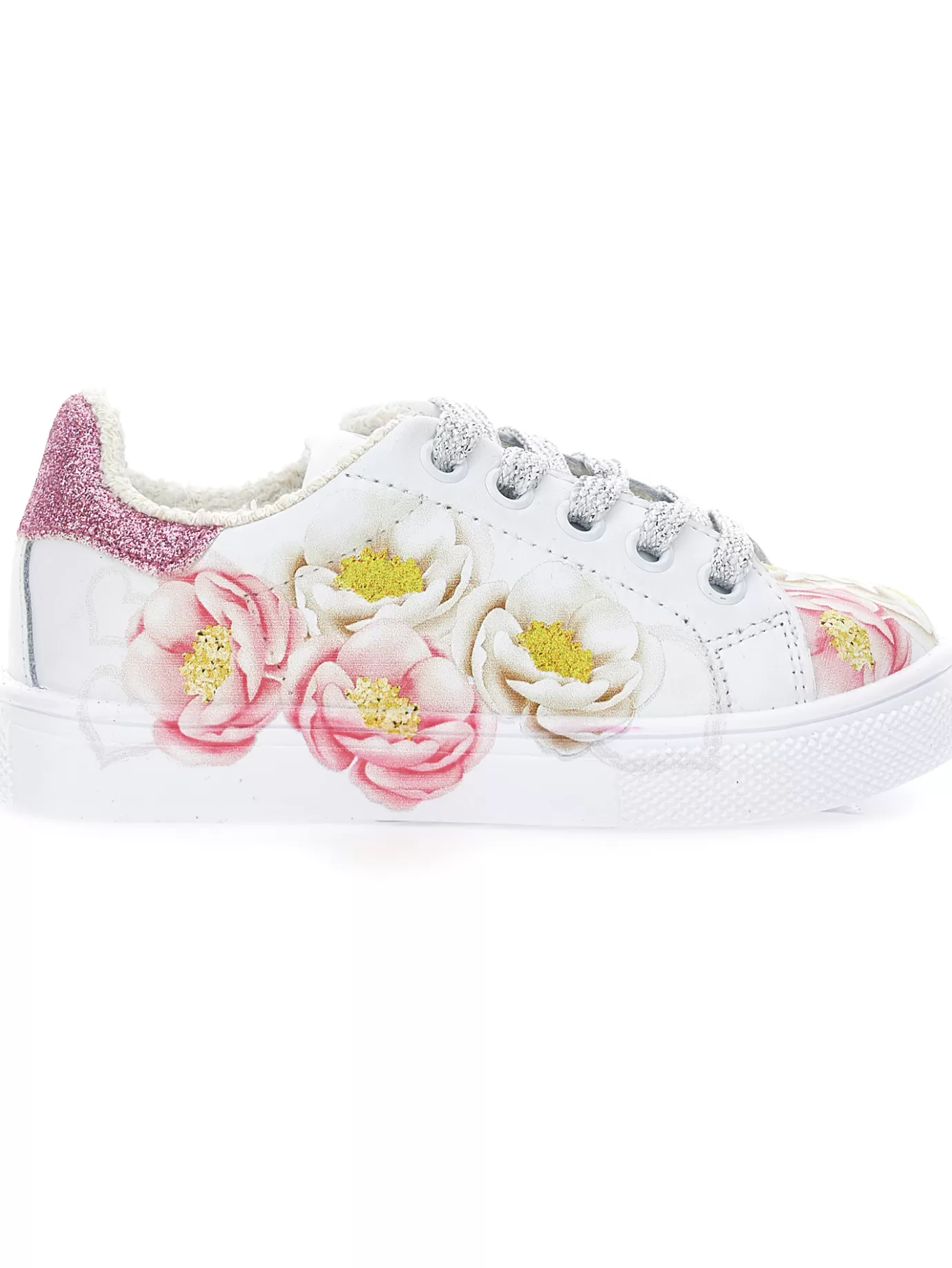 Monnalisa Anemone print bicast leather tennis shoes- Sneakers | Sneakers