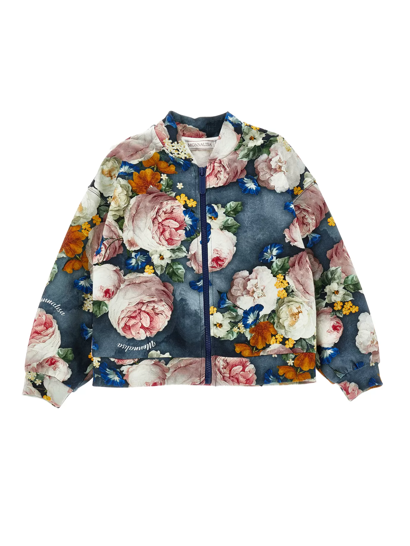 Monnalisa Baroque rose bomber-style sweatshirt- Cardigans&sweaters | Clothing