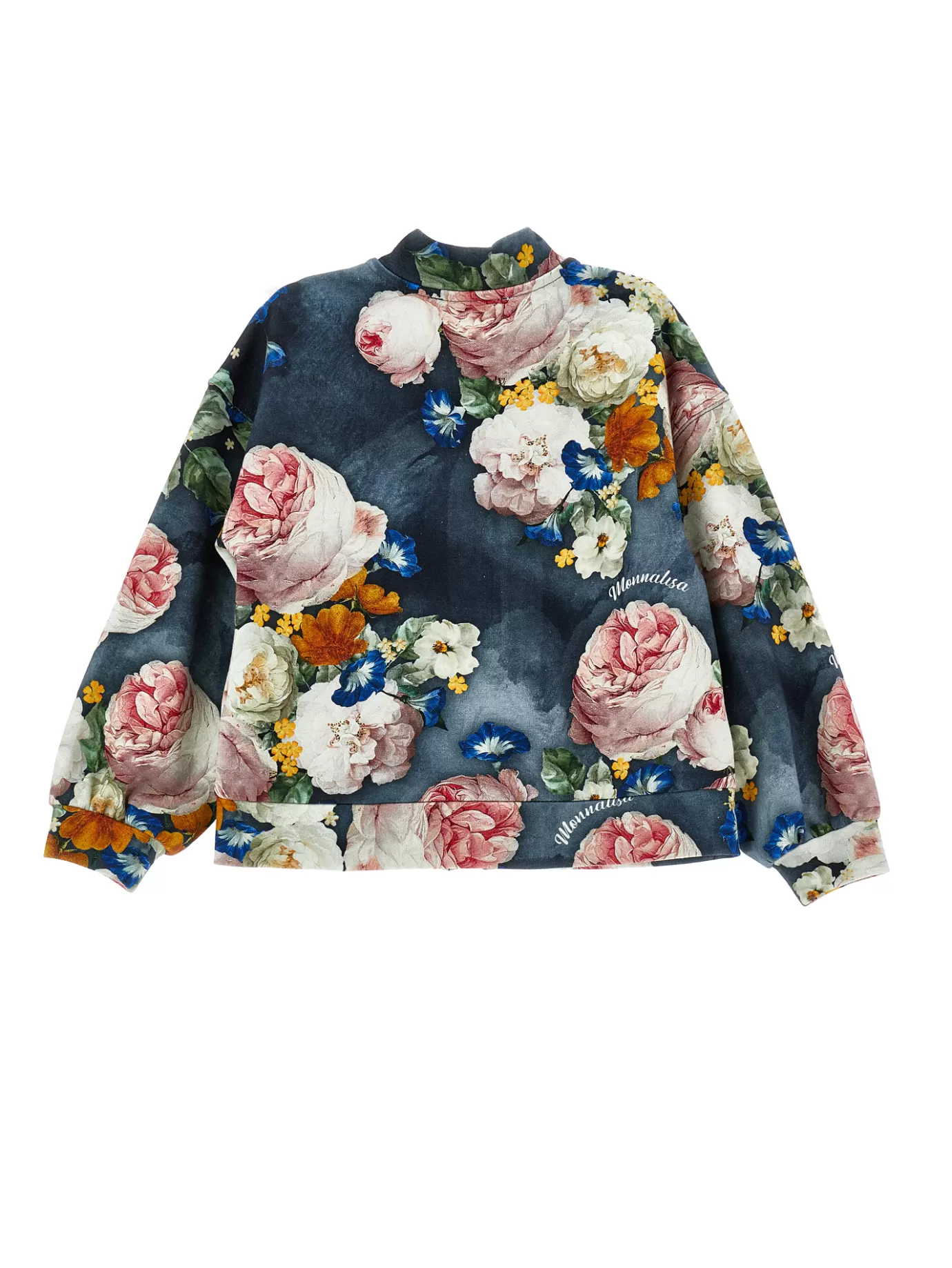 Monnalisa Baroque rose bomber-style sweatshirt- Cardigans&sweaters | Clothing