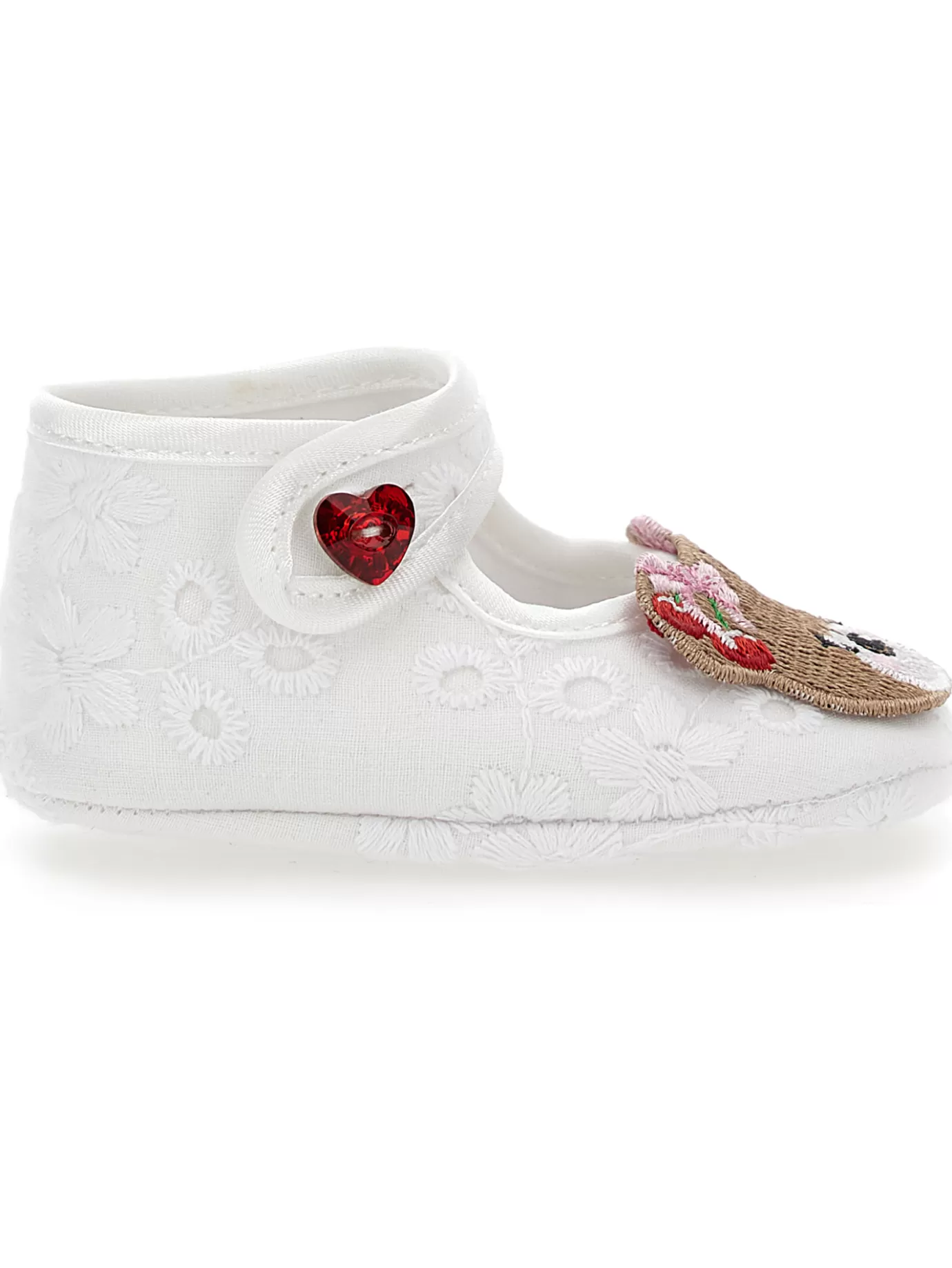 Monnalisa Broderie anglaise ballerina with teddy bear- Pre-walker Shoes | Shoes