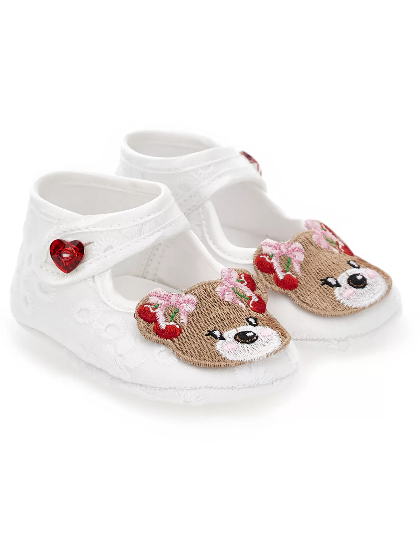 Monnalisa Broderie anglaise ballerina with teddy bear- Pre-walker Shoes | Shoes