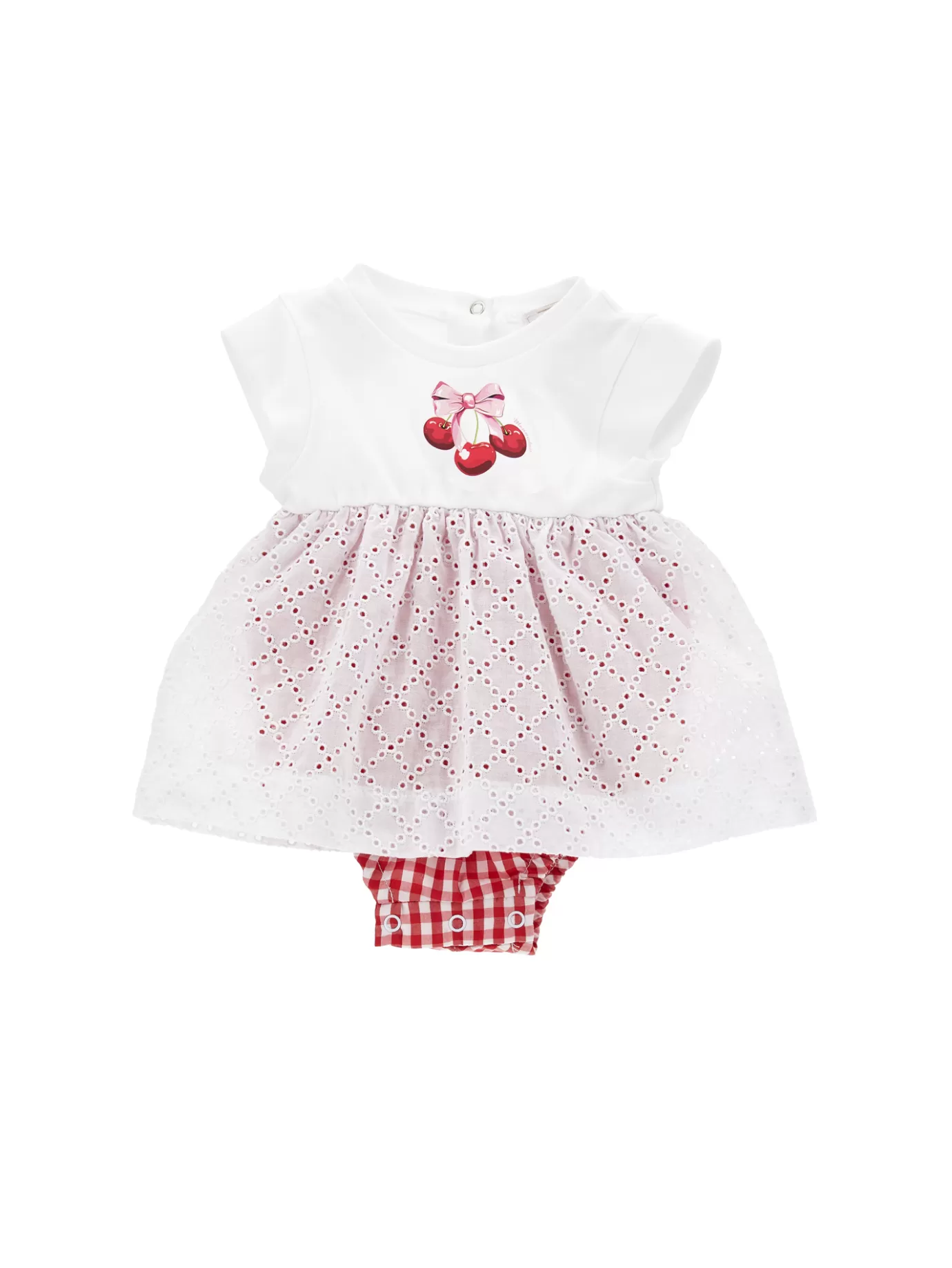 Monnalisa Broderie anglaise skirt romper- Newborn