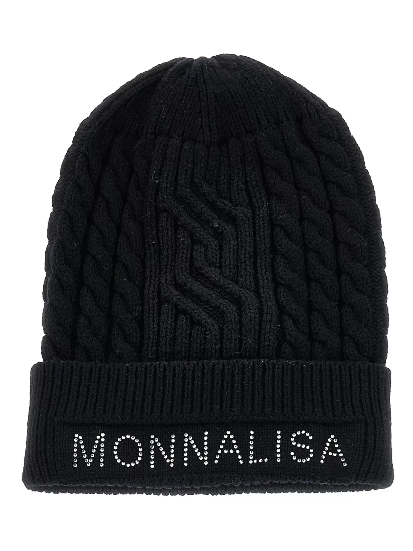 Monnalisa Cable knit hat with logo- Hats | Hats