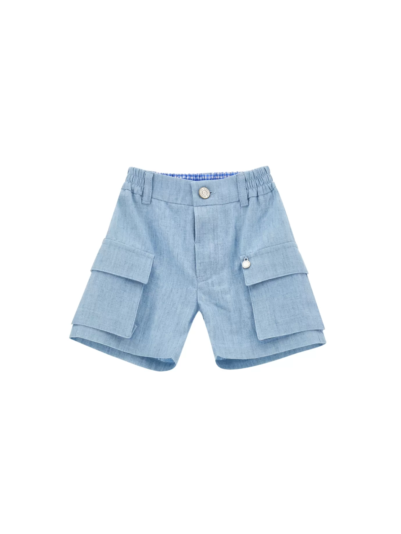 Monnalisa Chambray cargo Bermuda shorts-BOY Pants | Clothing