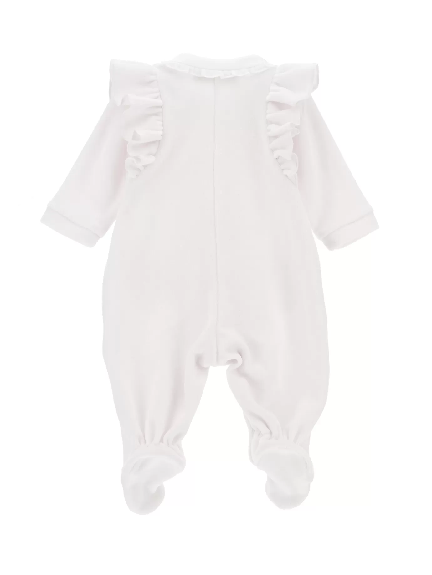 Monnalisa Chenille playsuit with embroidered collar- Newborn