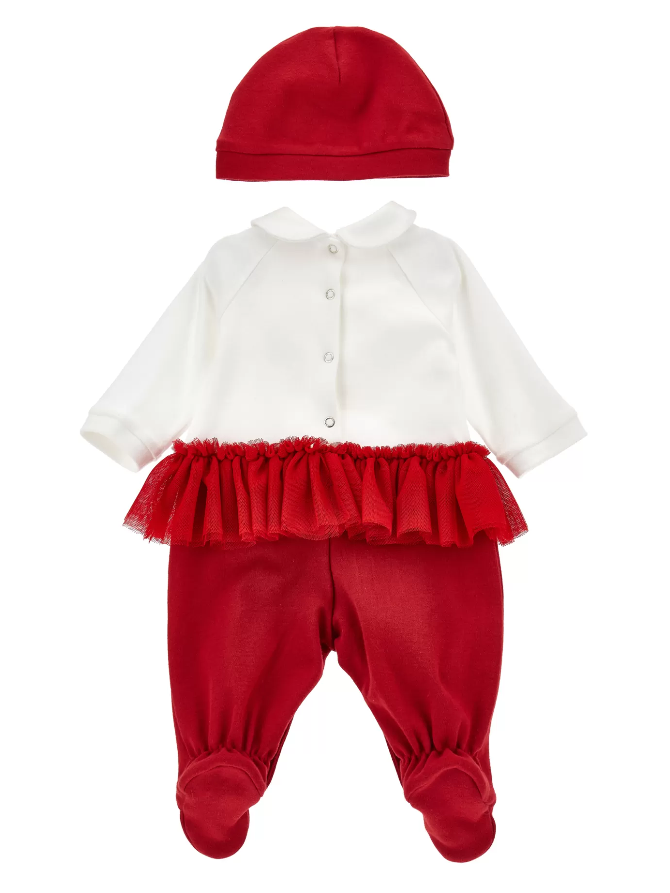 Monnalisa Chenille playsuit with hat- Newborn