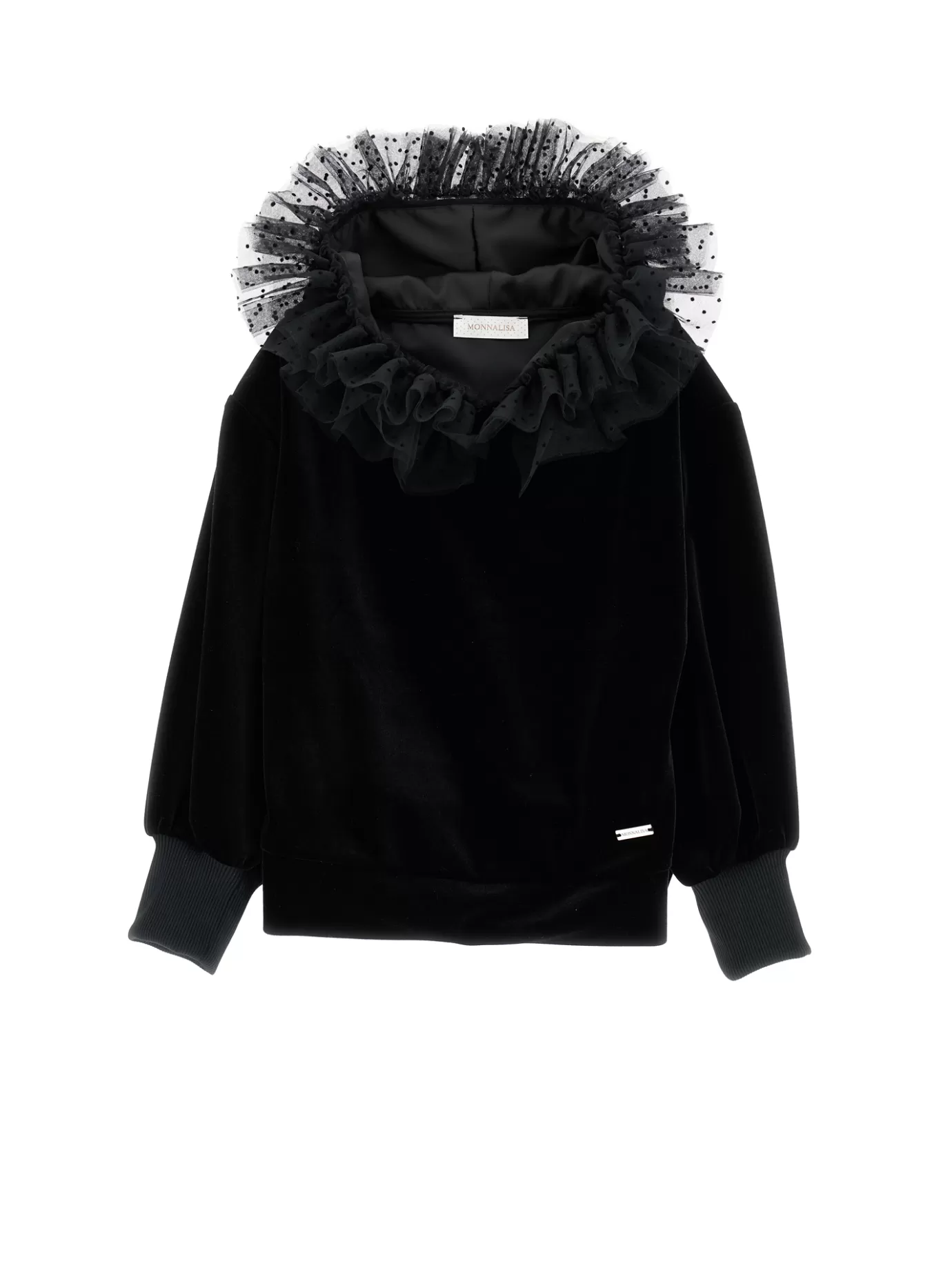 Monnalisa Chenille sweatshirt with tulle hood- Cardigans&sweaters | Cardigans&sweaters