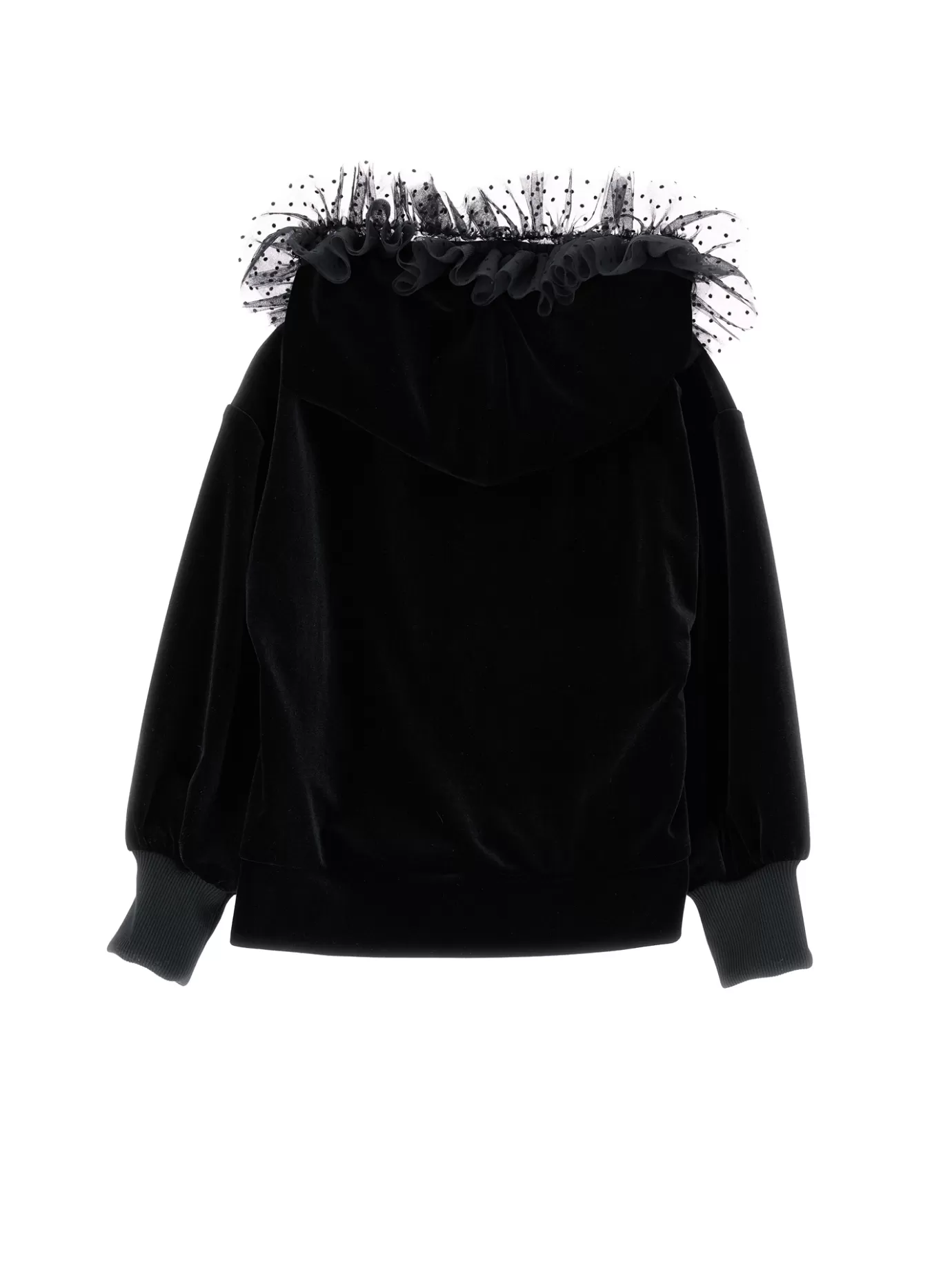 Monnalisa Chenille sweatshirt with tulle hood- Cardigans&sweaters | Cardigans&sweaters