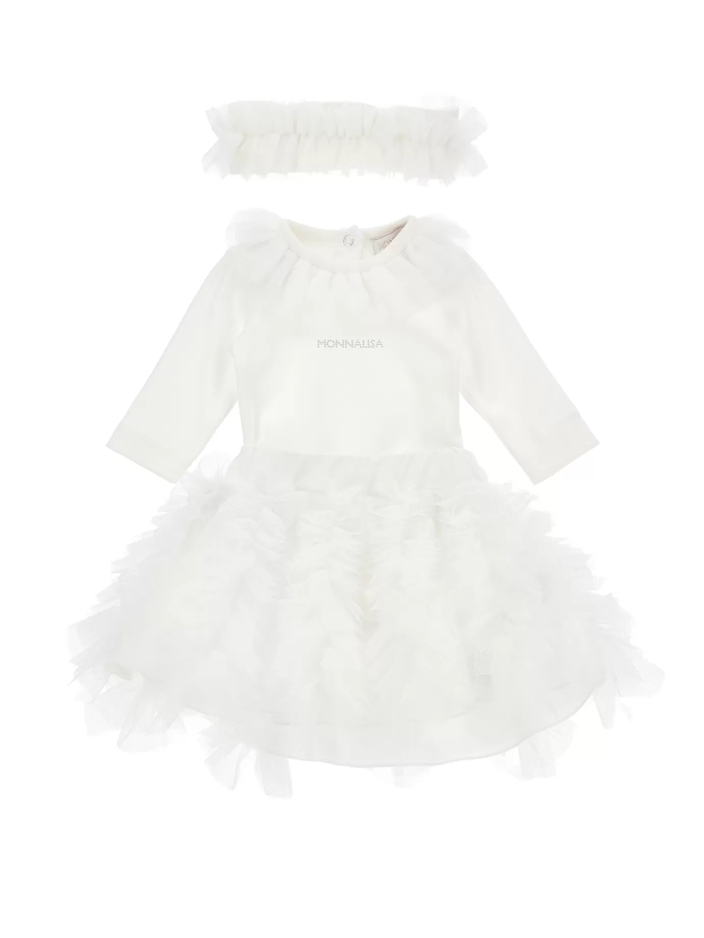 Monnalisa Cotton and tulle suit, three pieces- Newborn