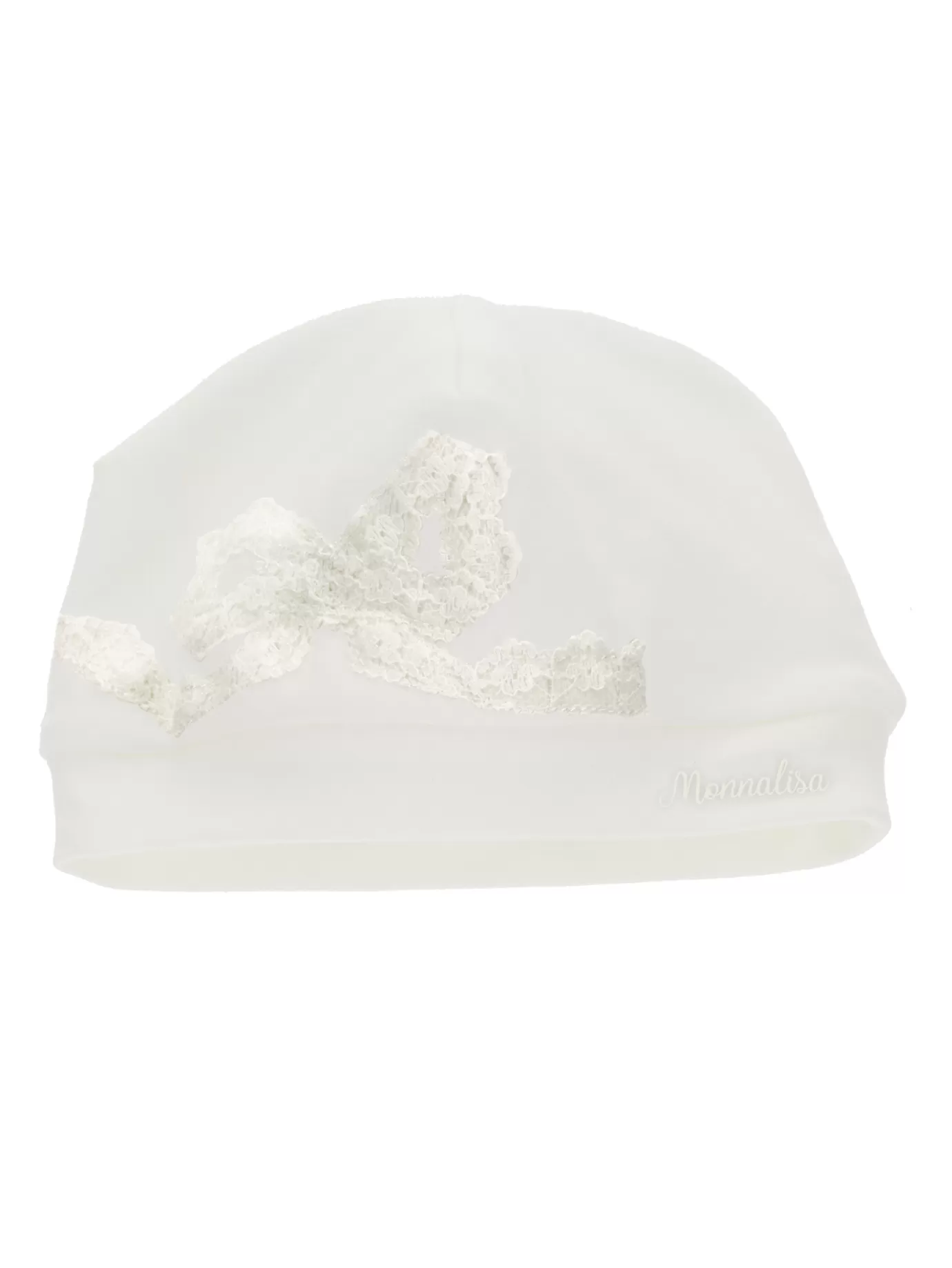 Monnalisa Cotton hat with lace bow- Newborn