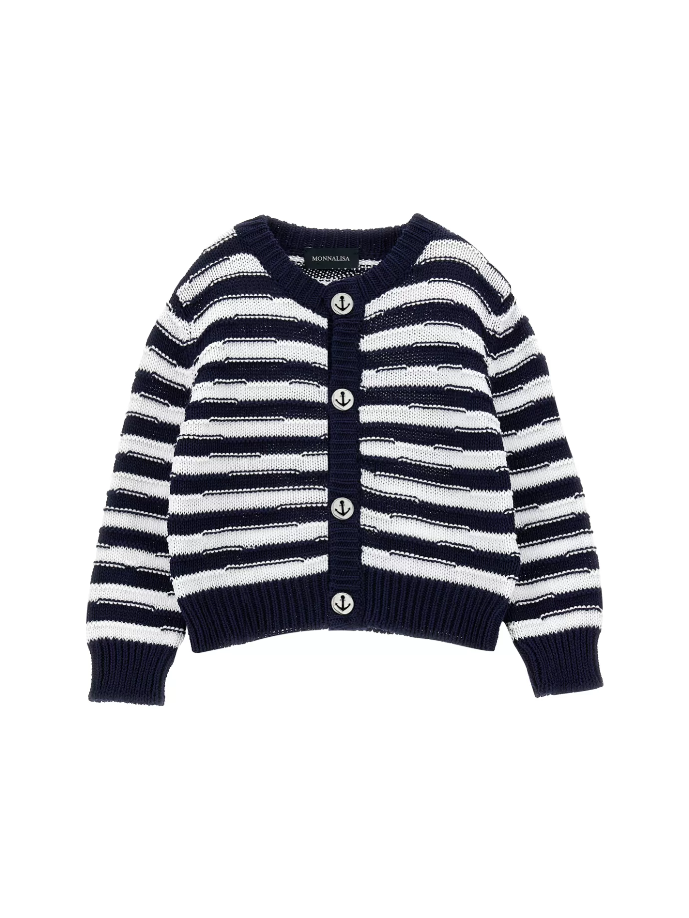 Monnalisa Cotton navy striped cardigan-BOY Cardigans&sweaters | Clothing