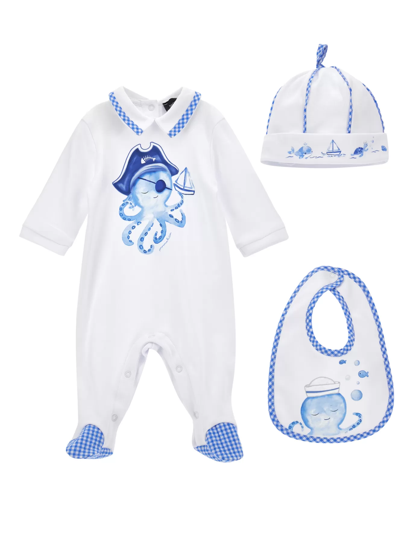 Monnalisa Cotton octopus three-piece set-BOY Newborn