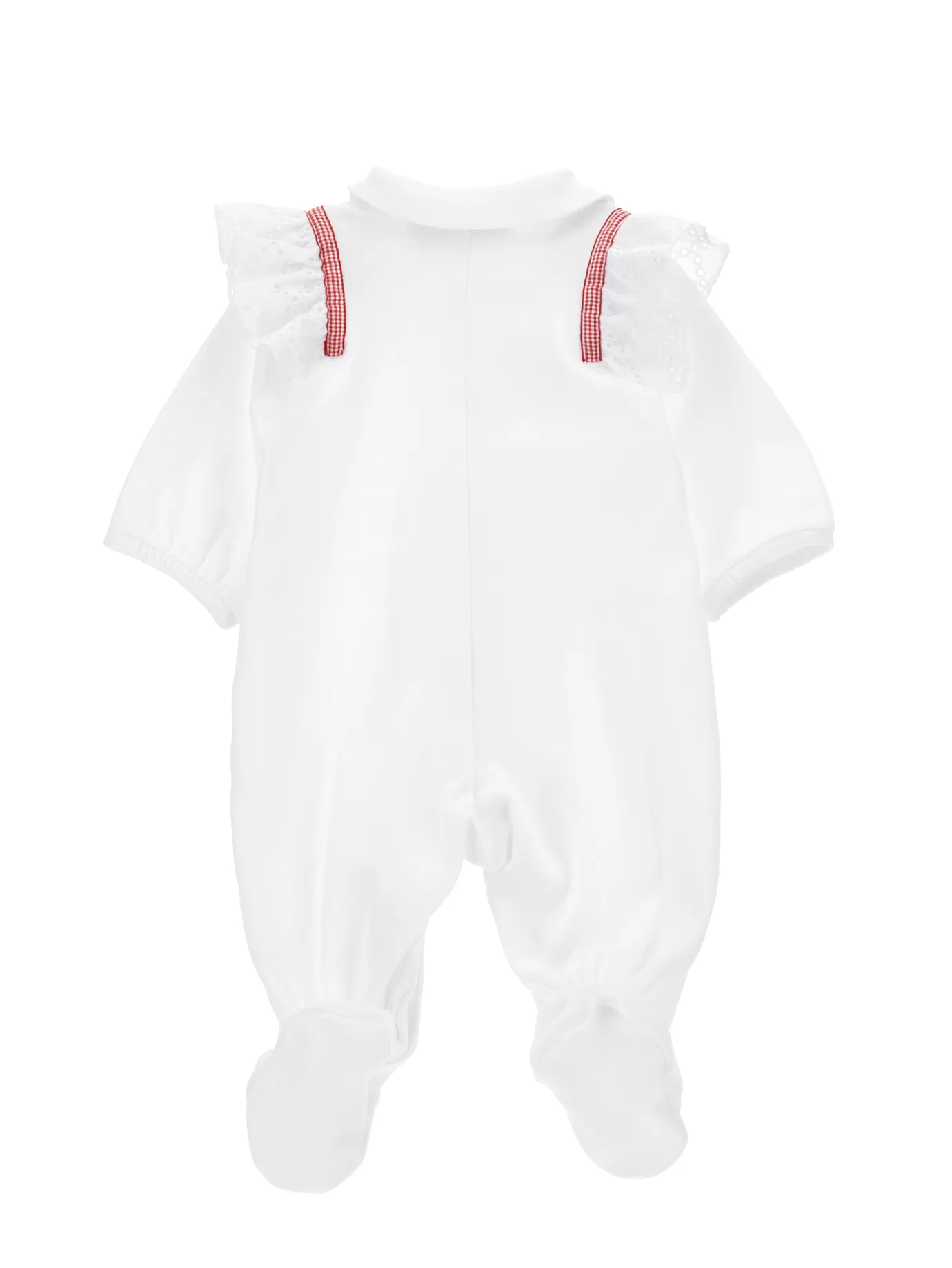 Monnalisa Cotton playsuit with collar- Newborn