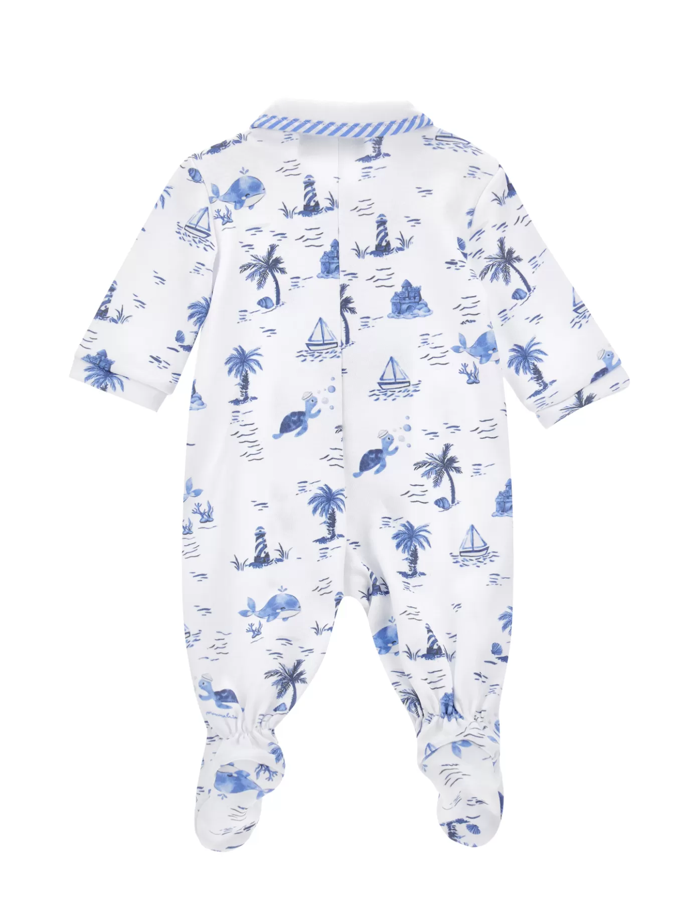 Monnalisa Cotton playsuit with marine print-BOY Newborn