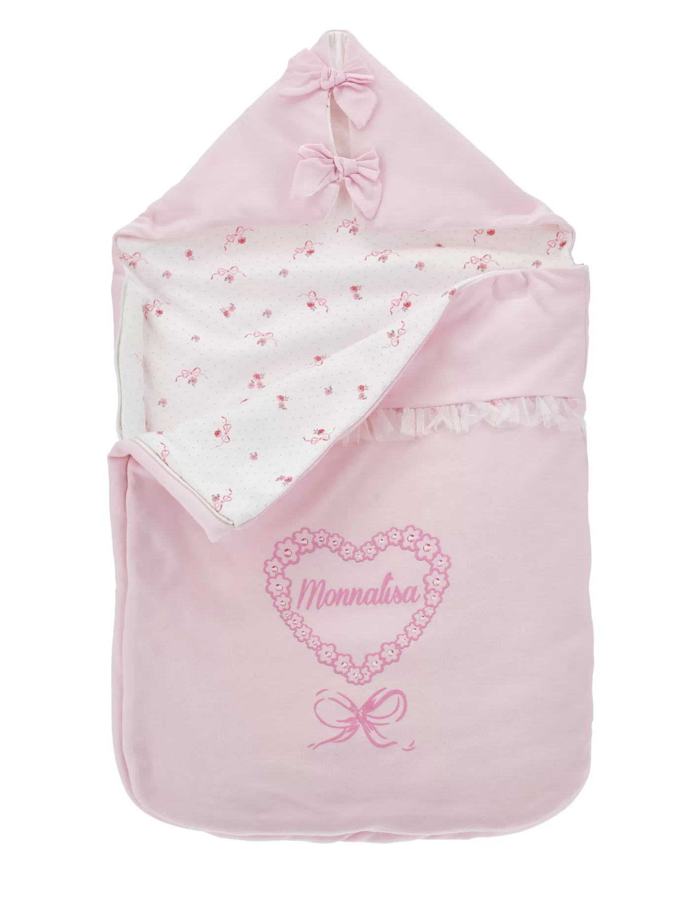 Monnalisa Cotton sleeping bag with logo- Newborn