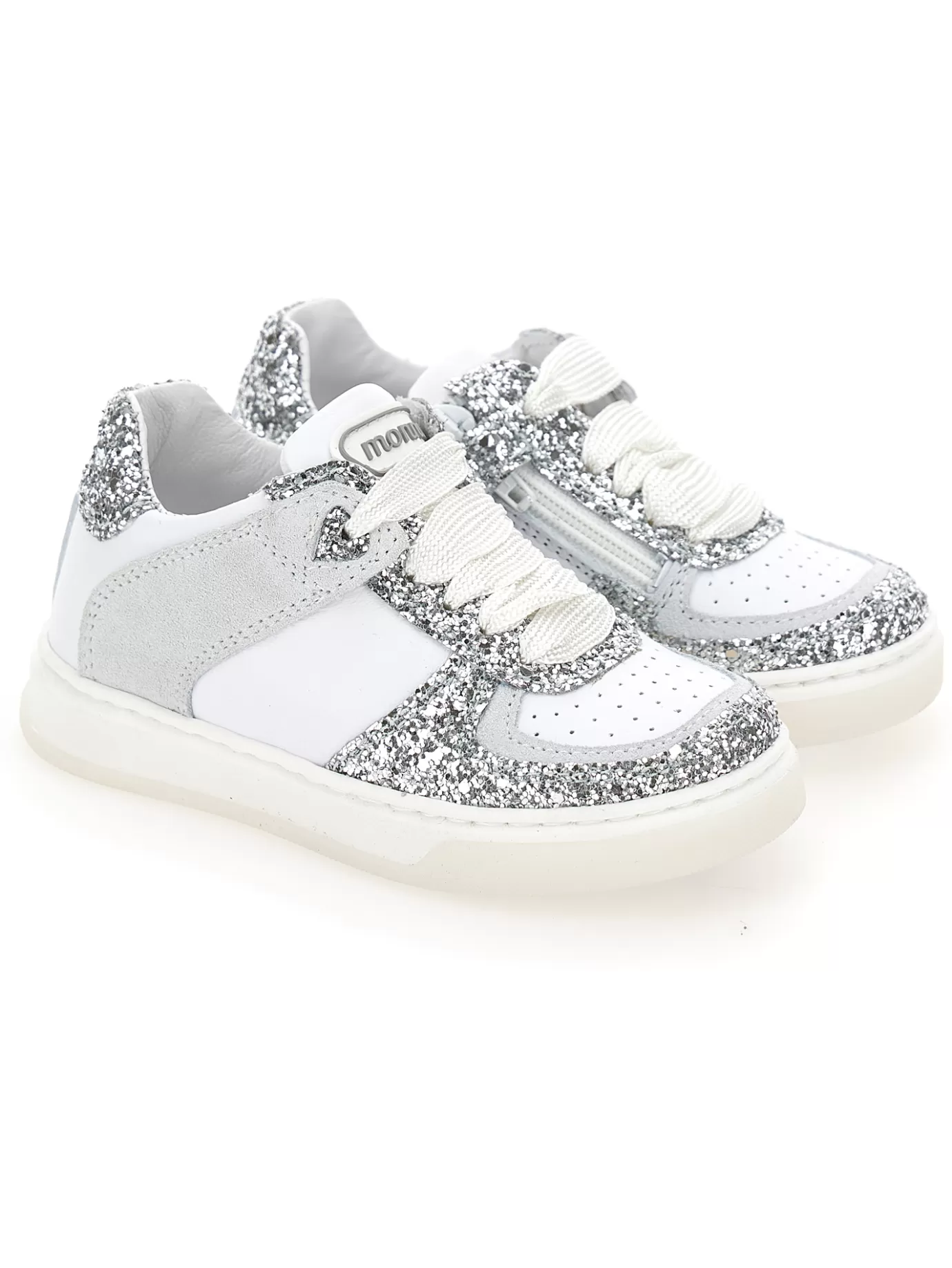 Monnalisa Crust leather and glitter sneakers- Sneakers | Sneakers