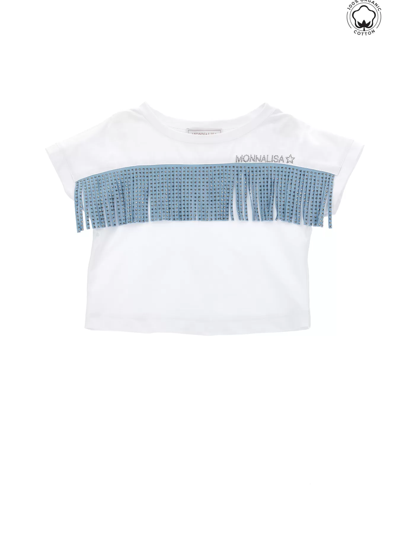 Monnalisa Fringed organic cotton T-shirt- Tops, T-shirts&shirts | Tops, T-shirts&shirts