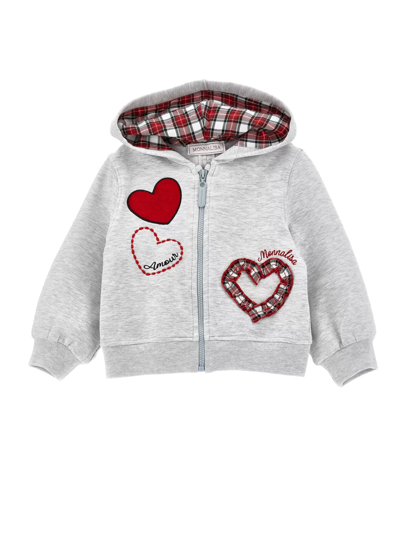 Monnalisa Heart zip-up sweatshirt- Cardigans&sweaters | Clothing