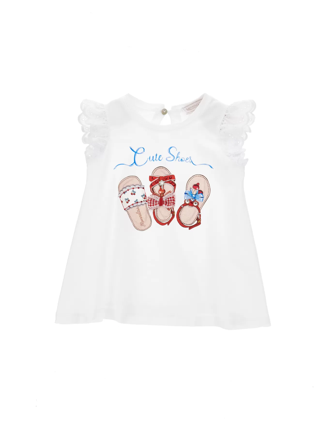 Monnalisa Jersey and broderie anglaise embroidery T-shirt- Tops, T-shirts&shirts | Clothing