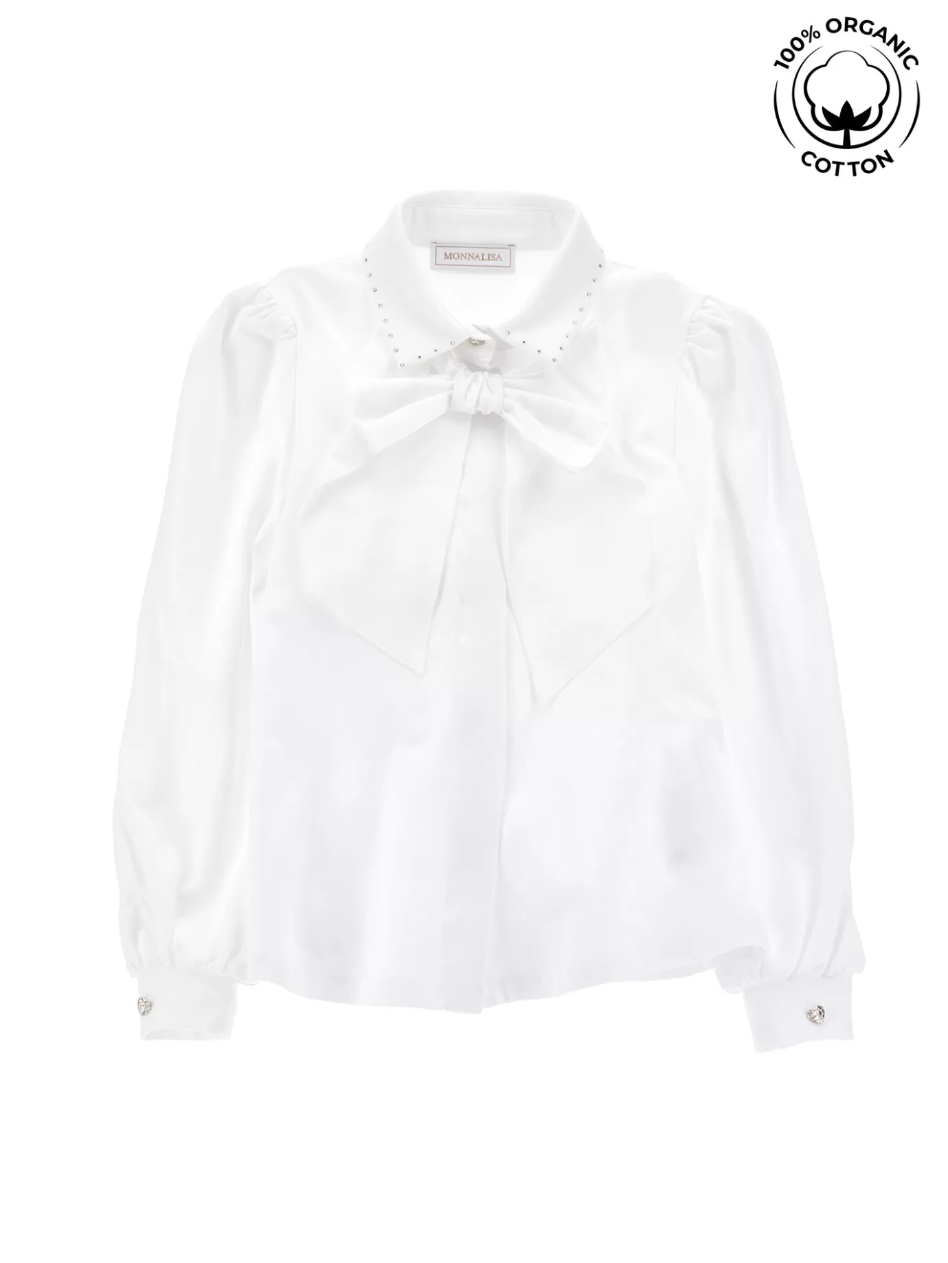 Monnalisa Jersey organic cotton shirt with rhinestones and bow- Tops, T-shirts&shirts | Clothing