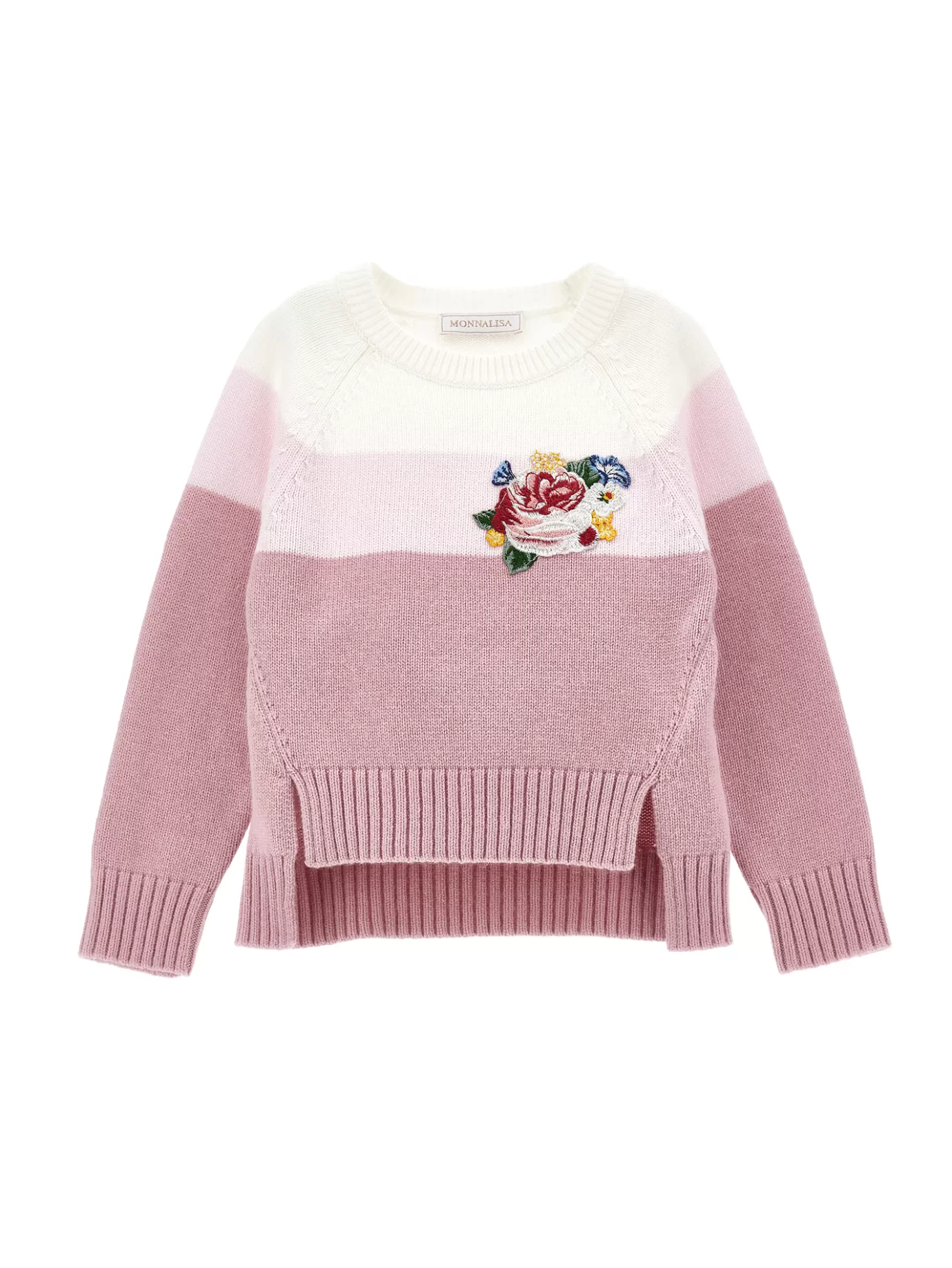 Monnalisa Knitted sweater with appliqué flowers- Cardigans&sweaters | Clothing