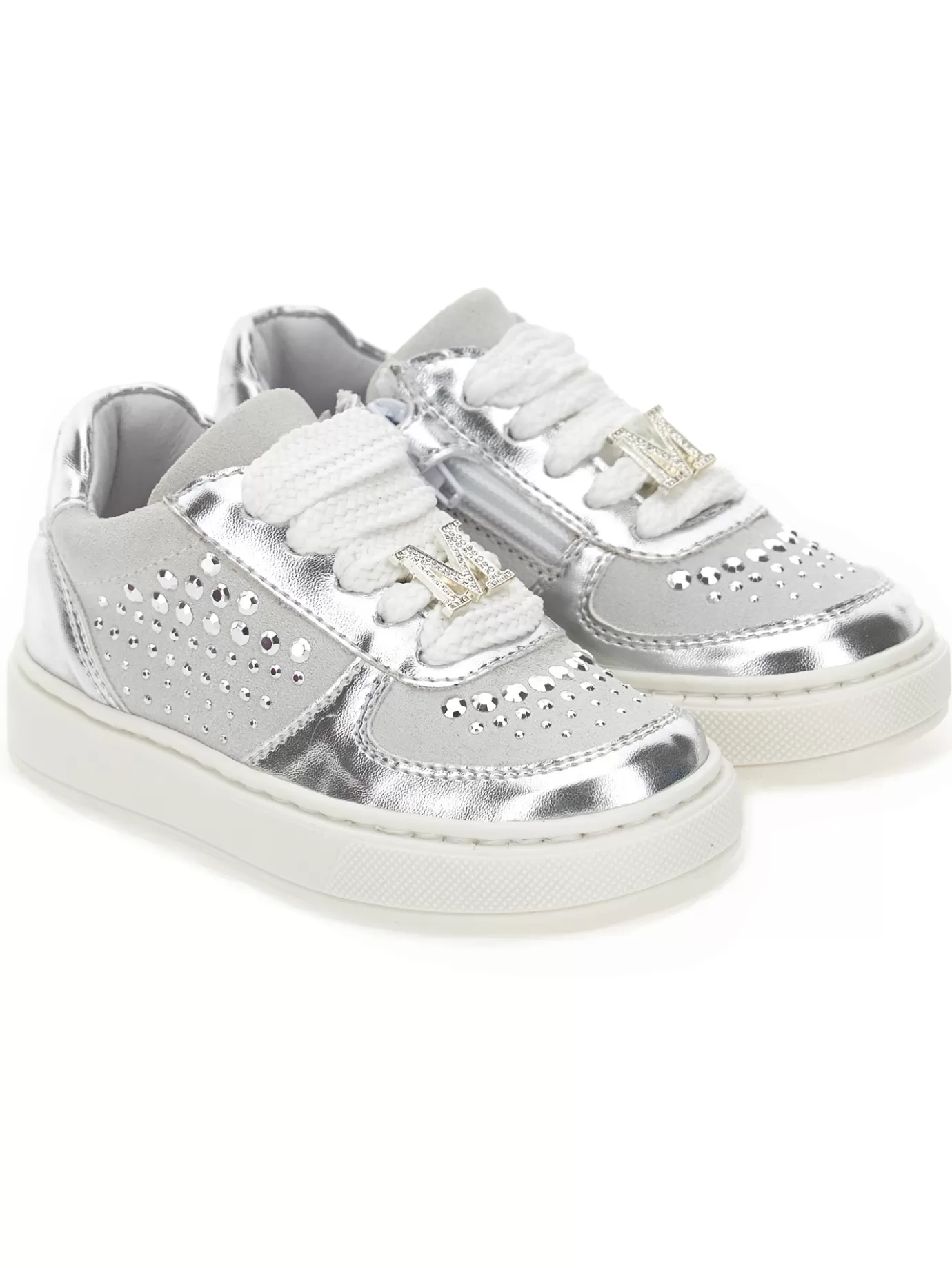 Monnalisa Laminated rhinestone sneakers- Sneakers | Sneakers