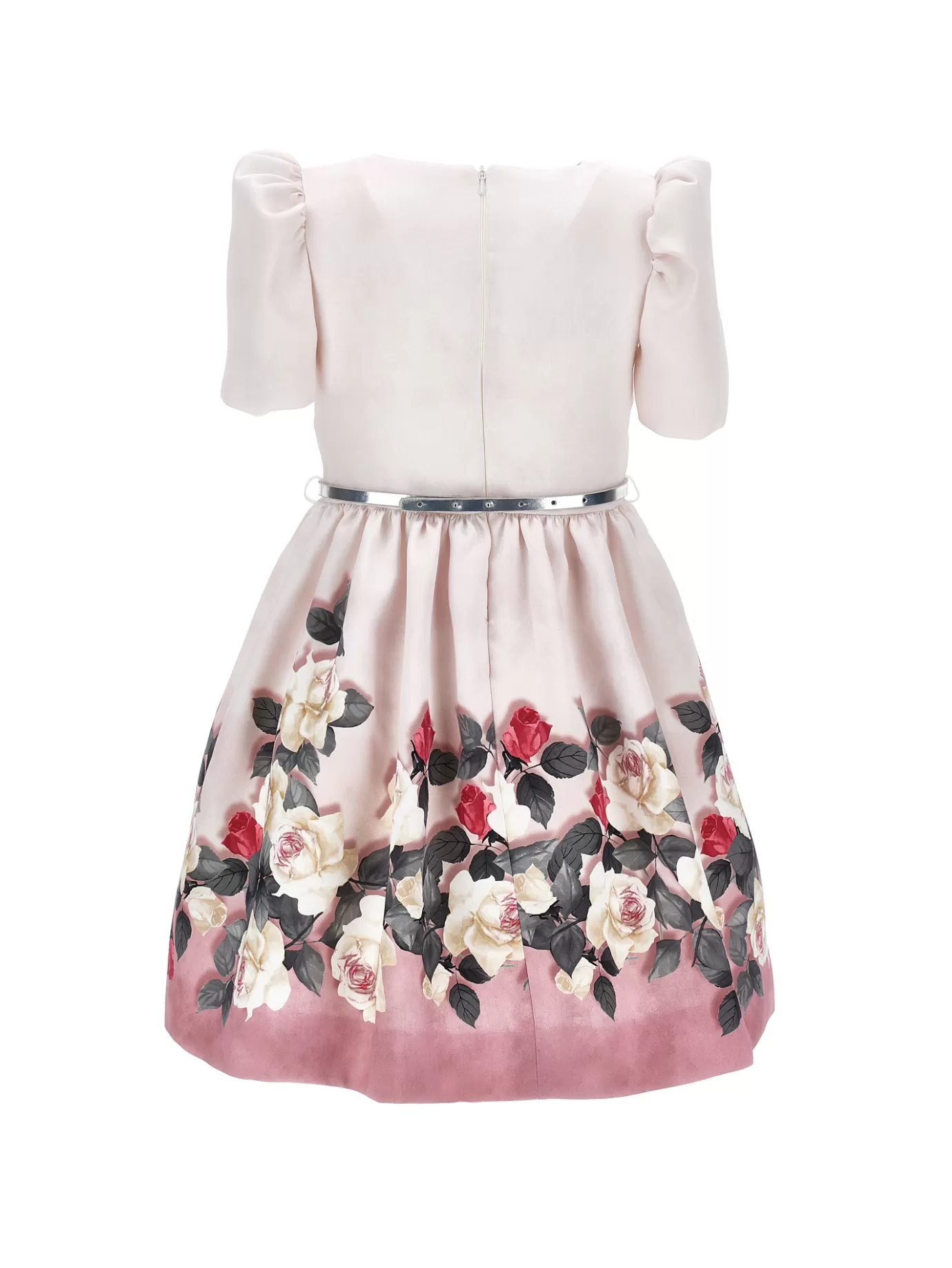 Monnalisa Mikado dress with rose print- Dresses&jumpsuits | Clothing