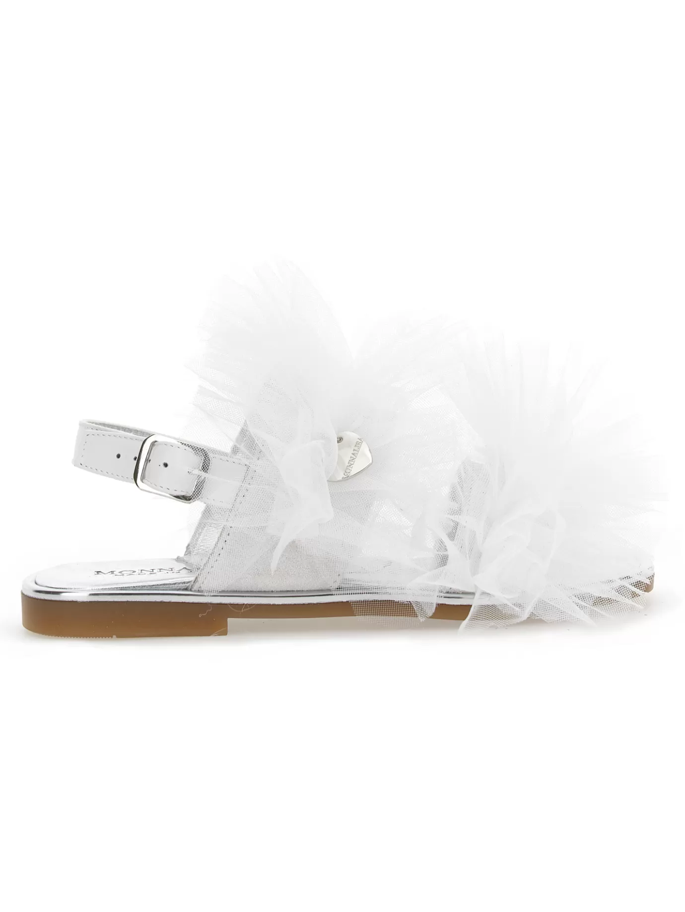 Monnalisa Nappa leather sandals with tulle ruffles- Sandals | Sandals