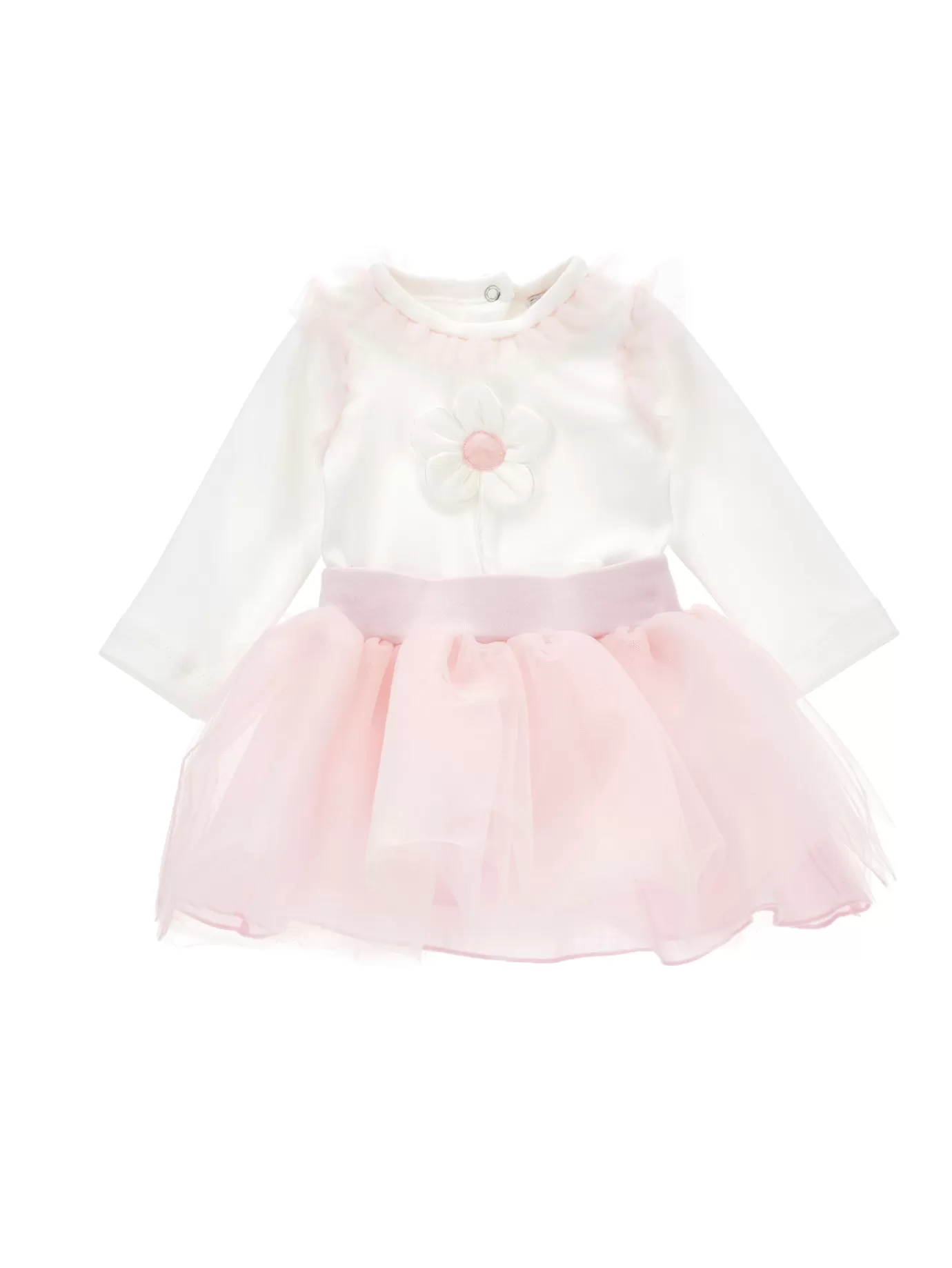 Monnalisa 2-piece set with tulle and appliqué flower- Newborn