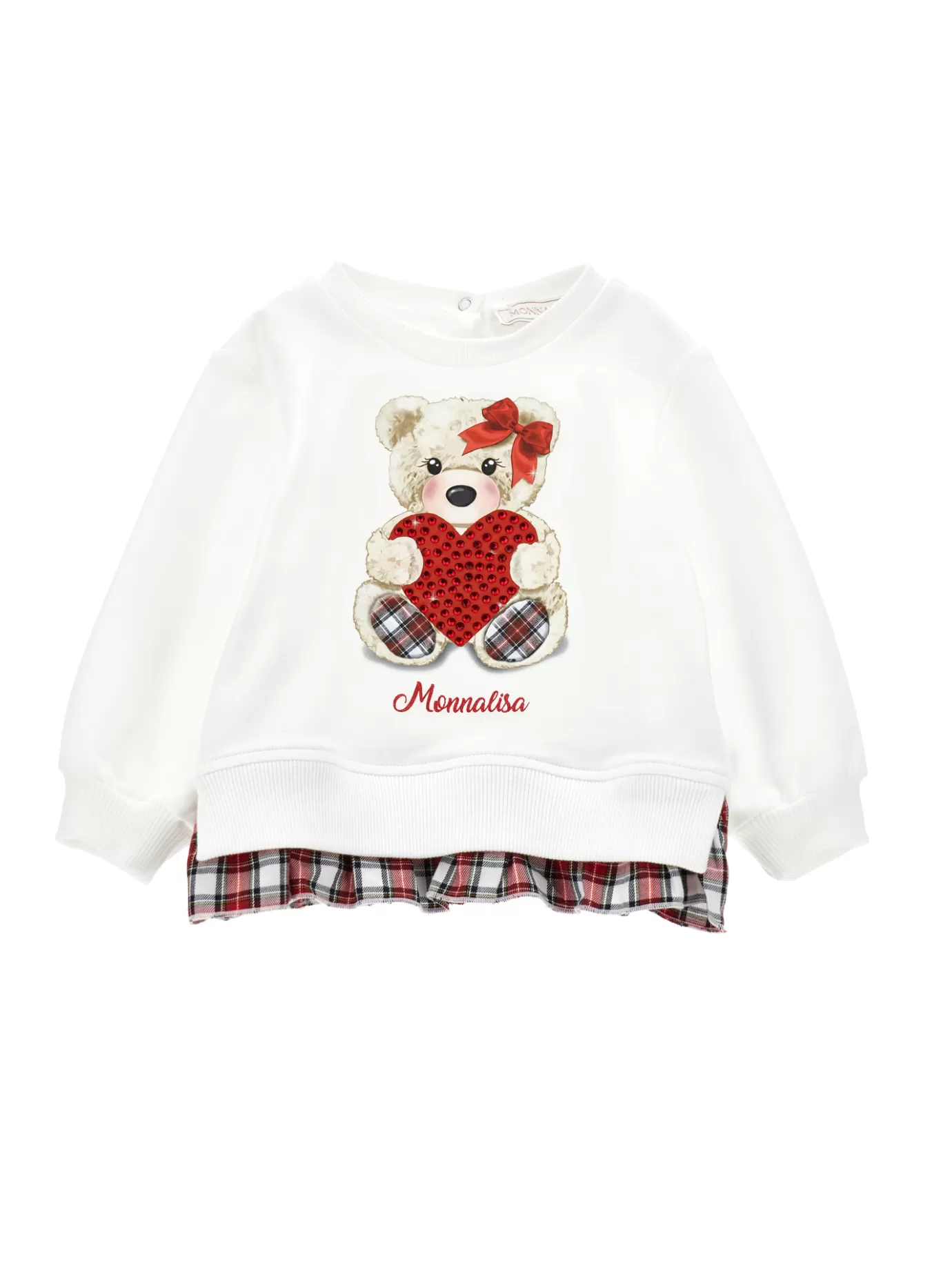 Monnalisa Rhinestone teddy bear sweatshirt- Cardigans&sweaters | Clothing