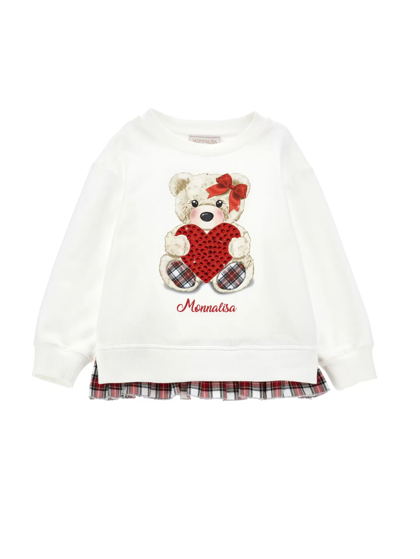 Monnalisa Rhinestone teddy bear sweatshirt- Cardigans&sweaters | Clothing