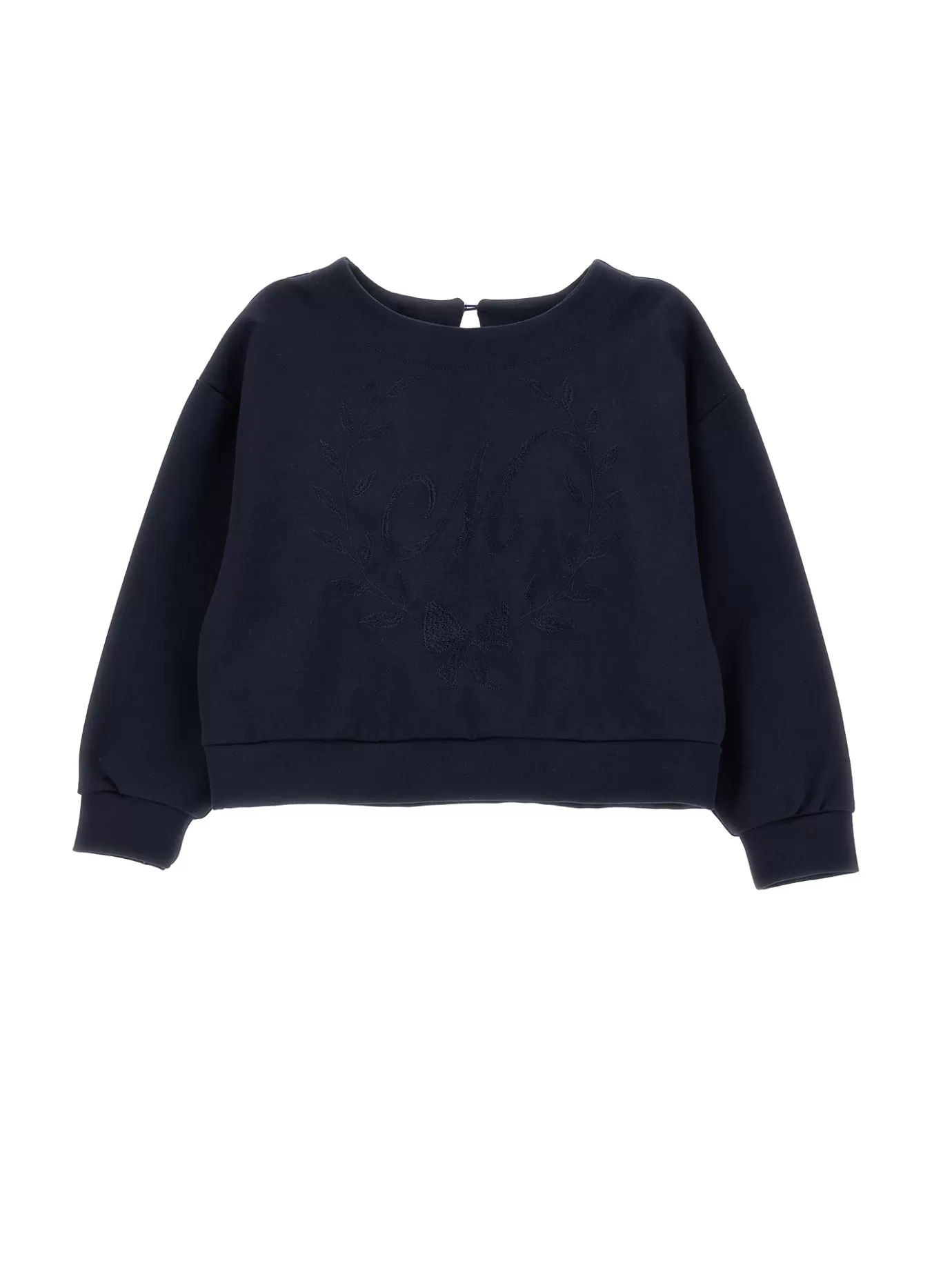 Monnalisa Round-neck sweatshirt with embroidered emblem- Cardigans&sweaters | Clothing