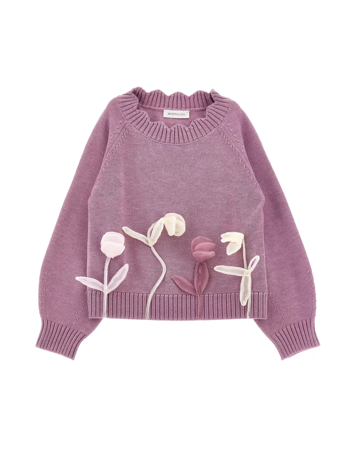 Monnalisa Sweater with tulle tulips- Cardigans&sweaters | Clothing