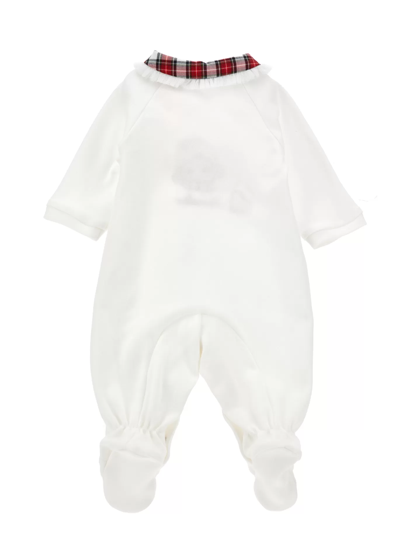 Monnalisa Tartan collar cotton playsuit- Newborn