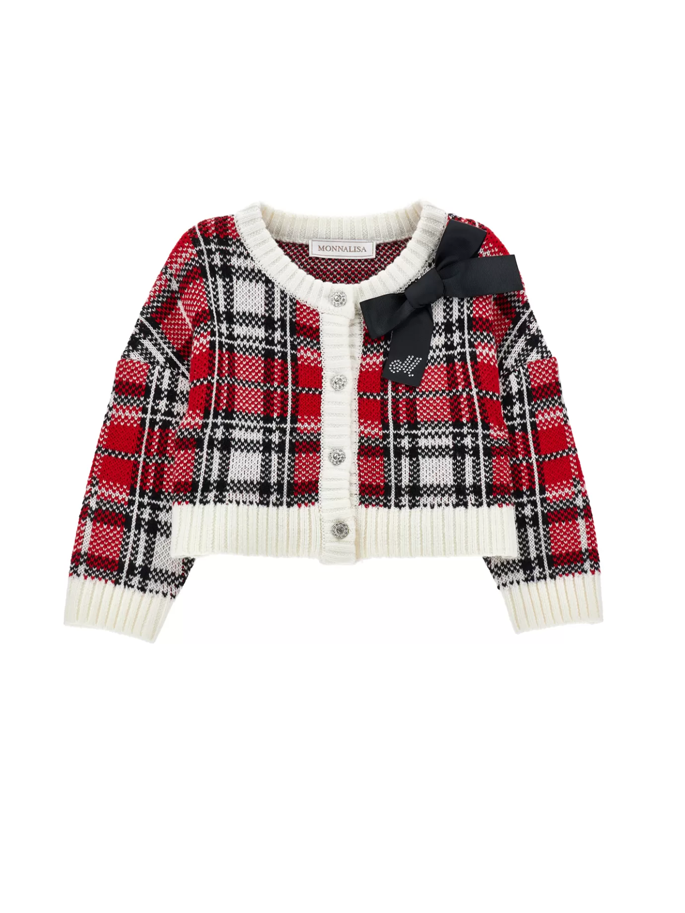 Monnalisa Tartan wool blend cardigan- Cardigans&sweaters | Clothing