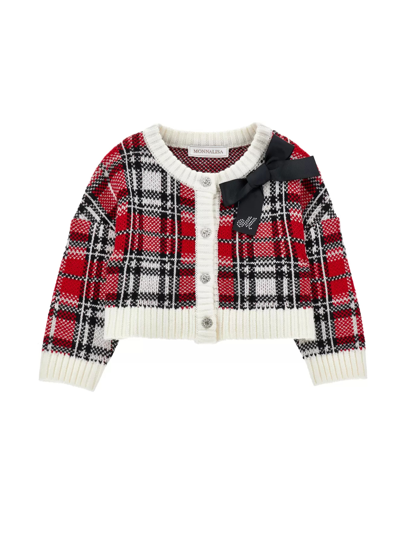 Monnalisa Tartan wool blend cardigan- Cardigans&sweaters | Clothing