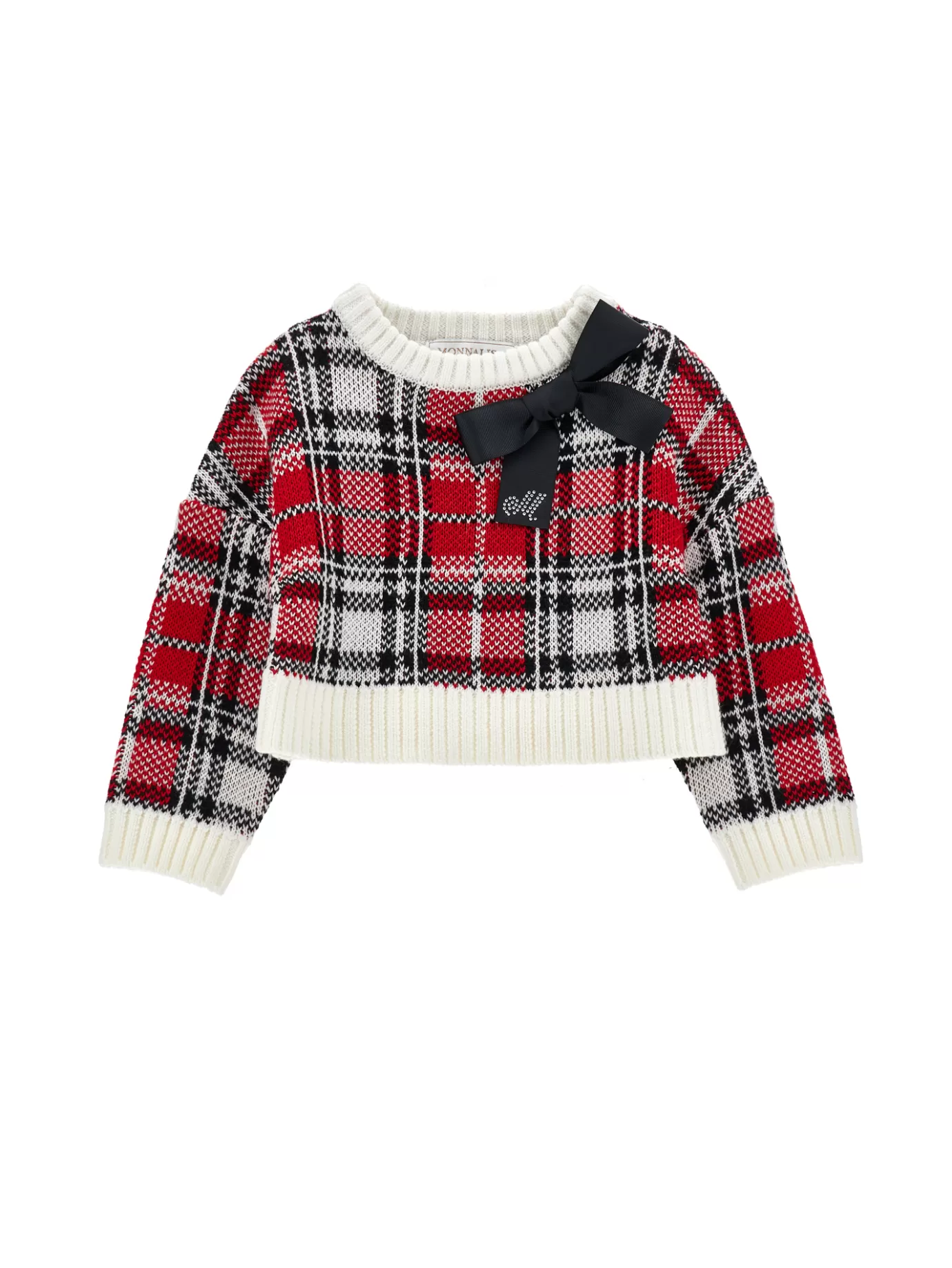 Monnalisa Tartan wool blend sweater- Cardigans&sweaters | Clothing