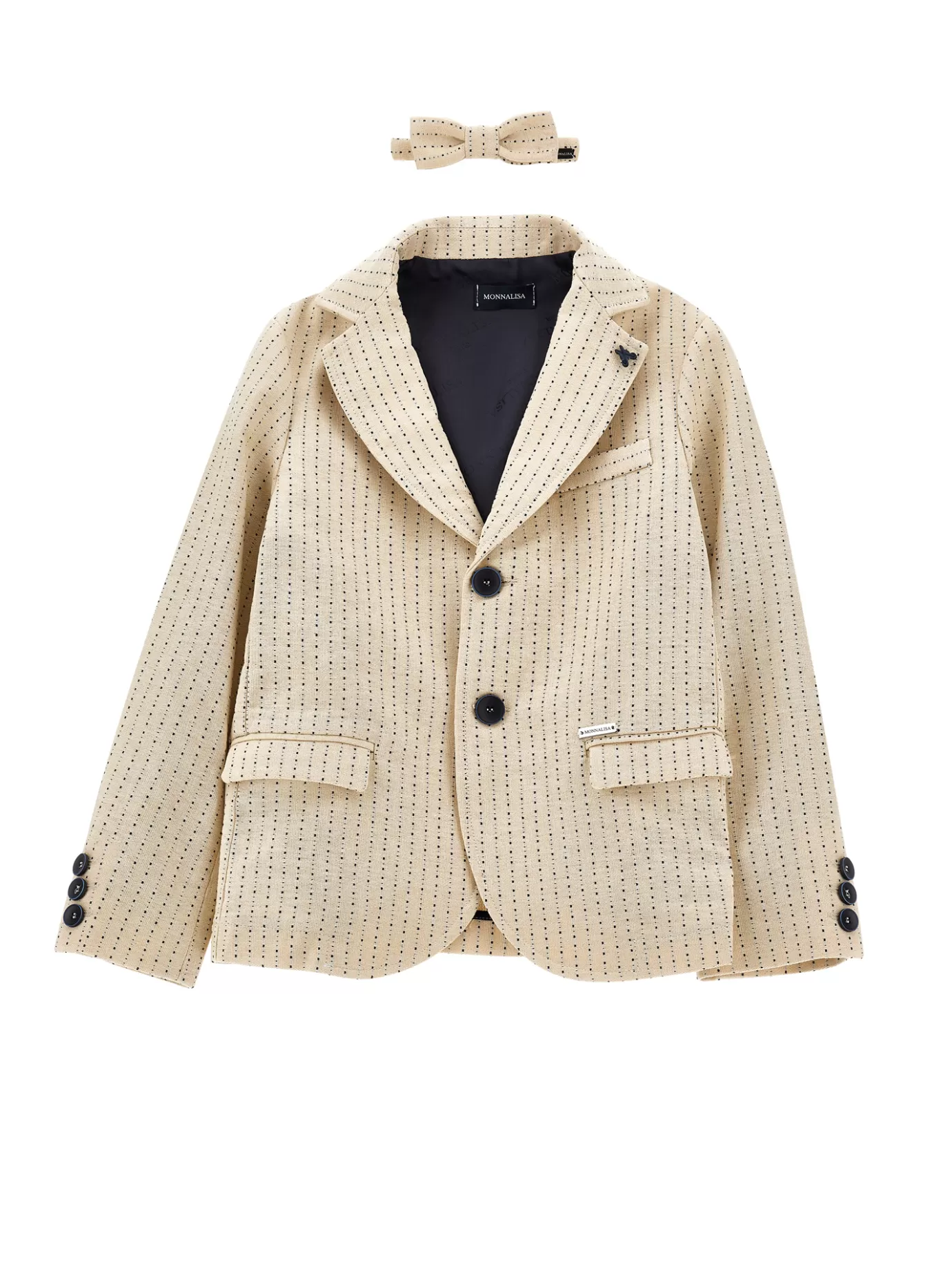 Monnalisa Textured cloth jacket with bow tie-BOY Coats&jackets | Coats&jackets