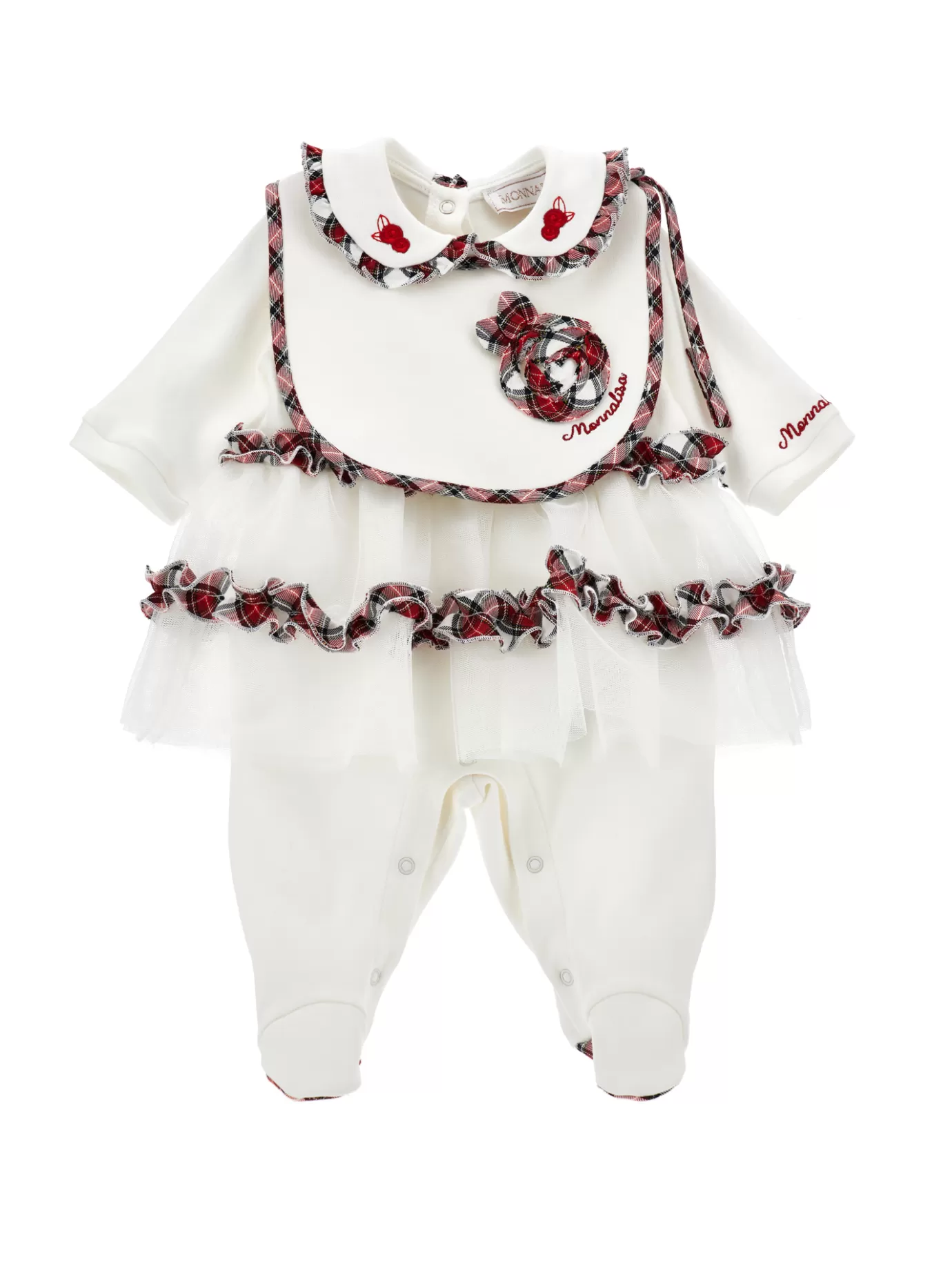 Monnalisa Two-piece playsuit and bib set- Newborn