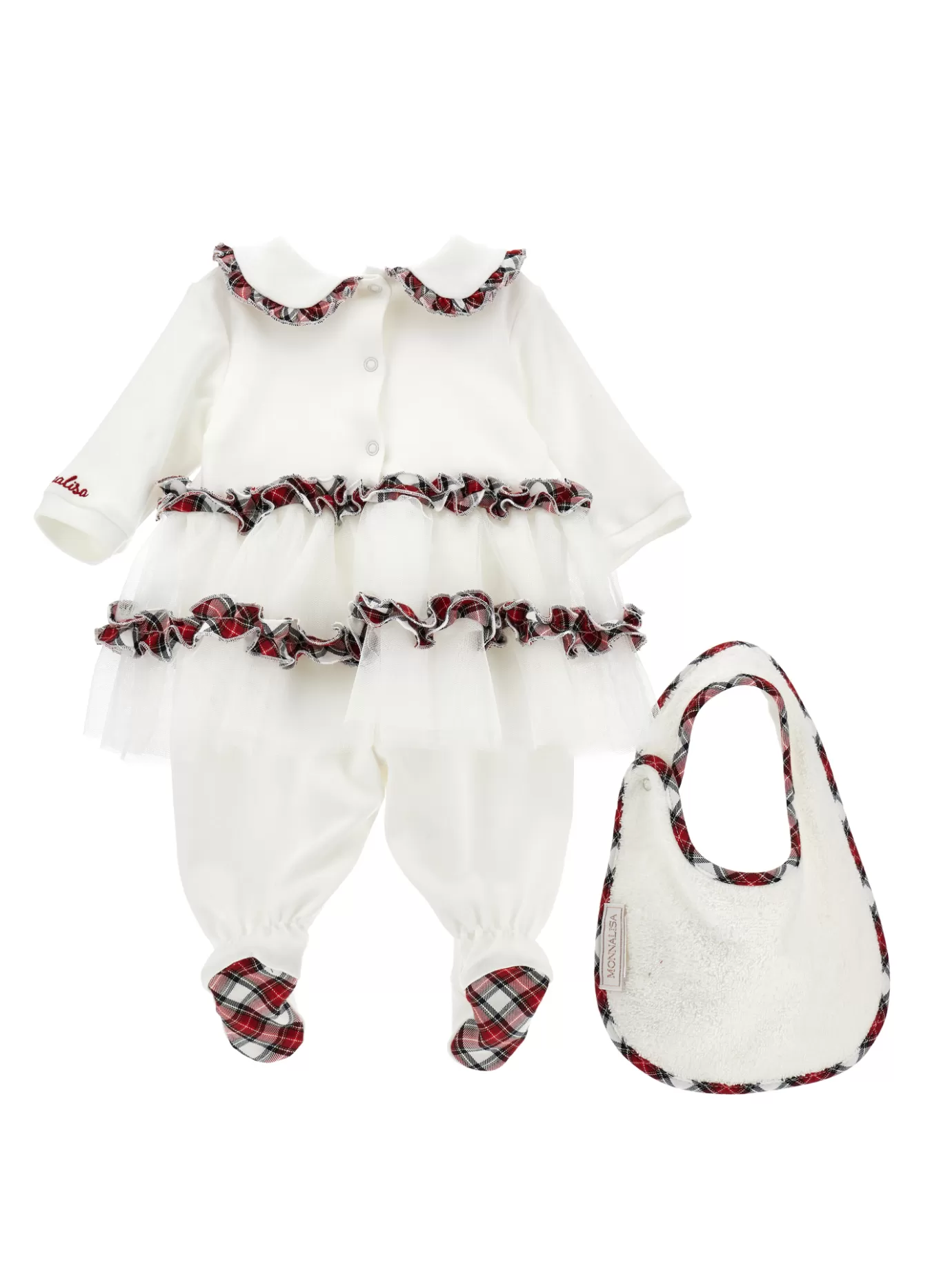 Monnalisa Two-piece playsuit and bib set- Newborn