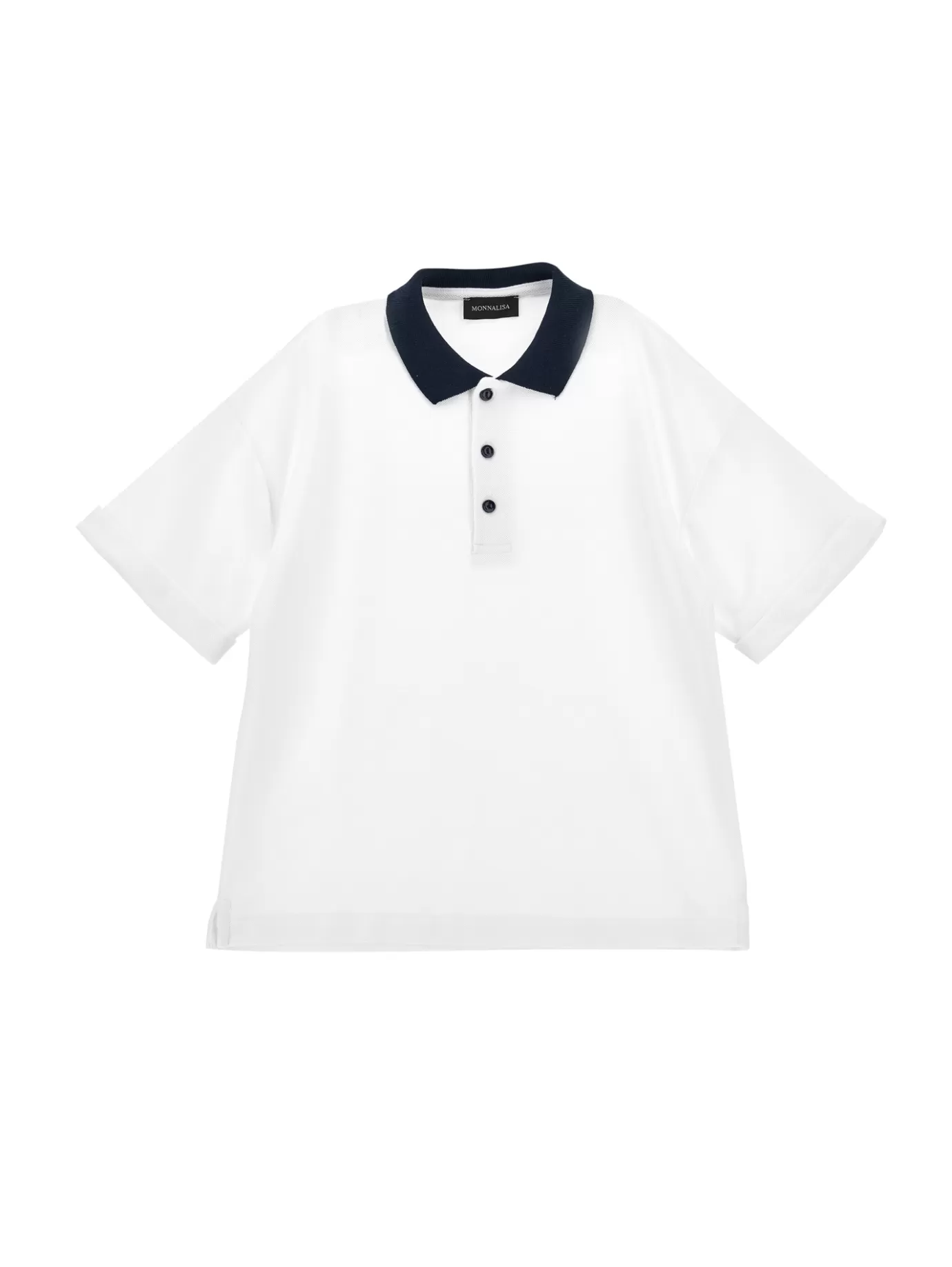 Monnalisa Two-tone piqué polo shirt-BOY T-shirts&shirts | T-shirts&shirts