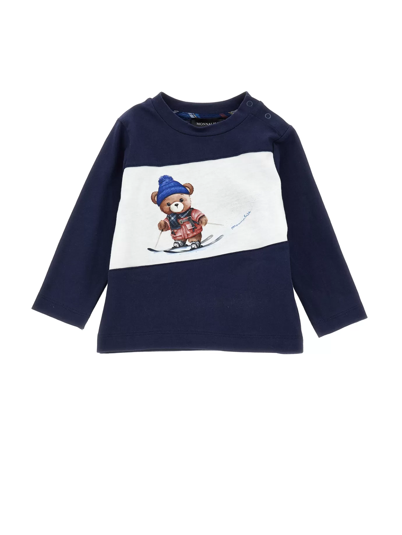 Monnalisa Two-tone T-shirt with teddy bear-BOY T-shirts&shirts | Clothing