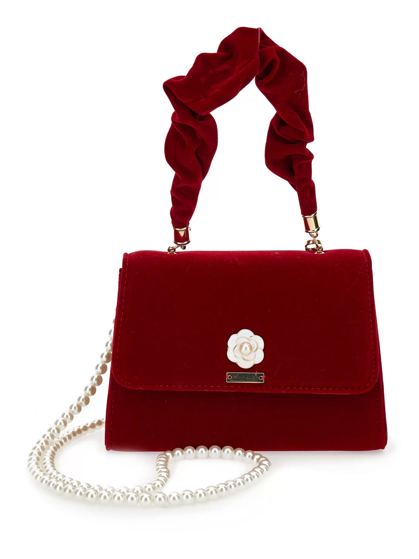 Monnalisa Velvet bag with pearl- Bags&backpacks | Accessories