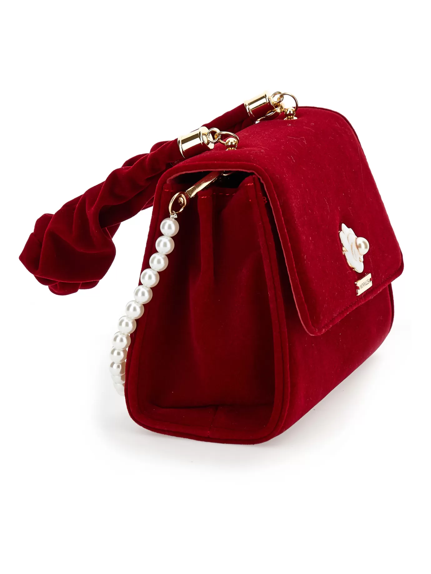 Monnalisa Velvet bag with pearl- Bags&backpacks | Accessories