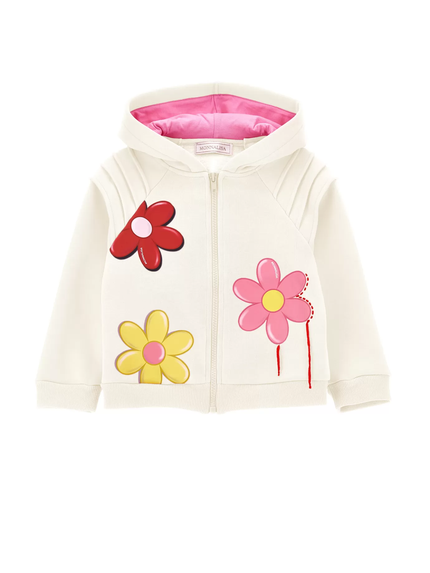 Monnalisa Zip-up sweatshirt with maxi flowers- Cardigans&sweaters | Clothing